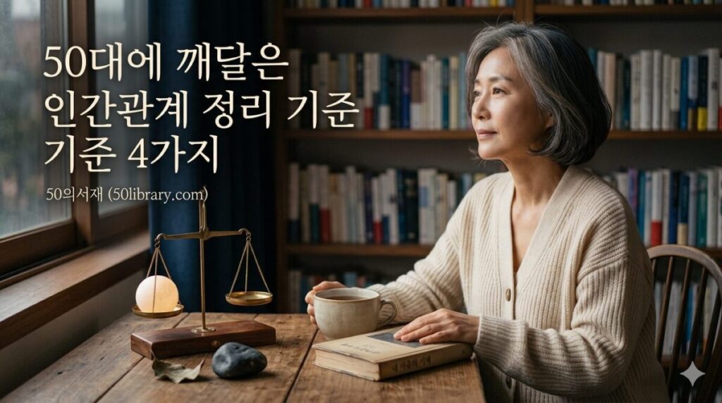 인간관계를 신중하게 '재고 정리'한다는 주제를 상징하는 이미지